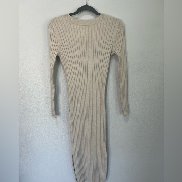 Sam Edelman Rib-Knit Long Sleeve Sweater Dress - Cream - Picture 12 of 15